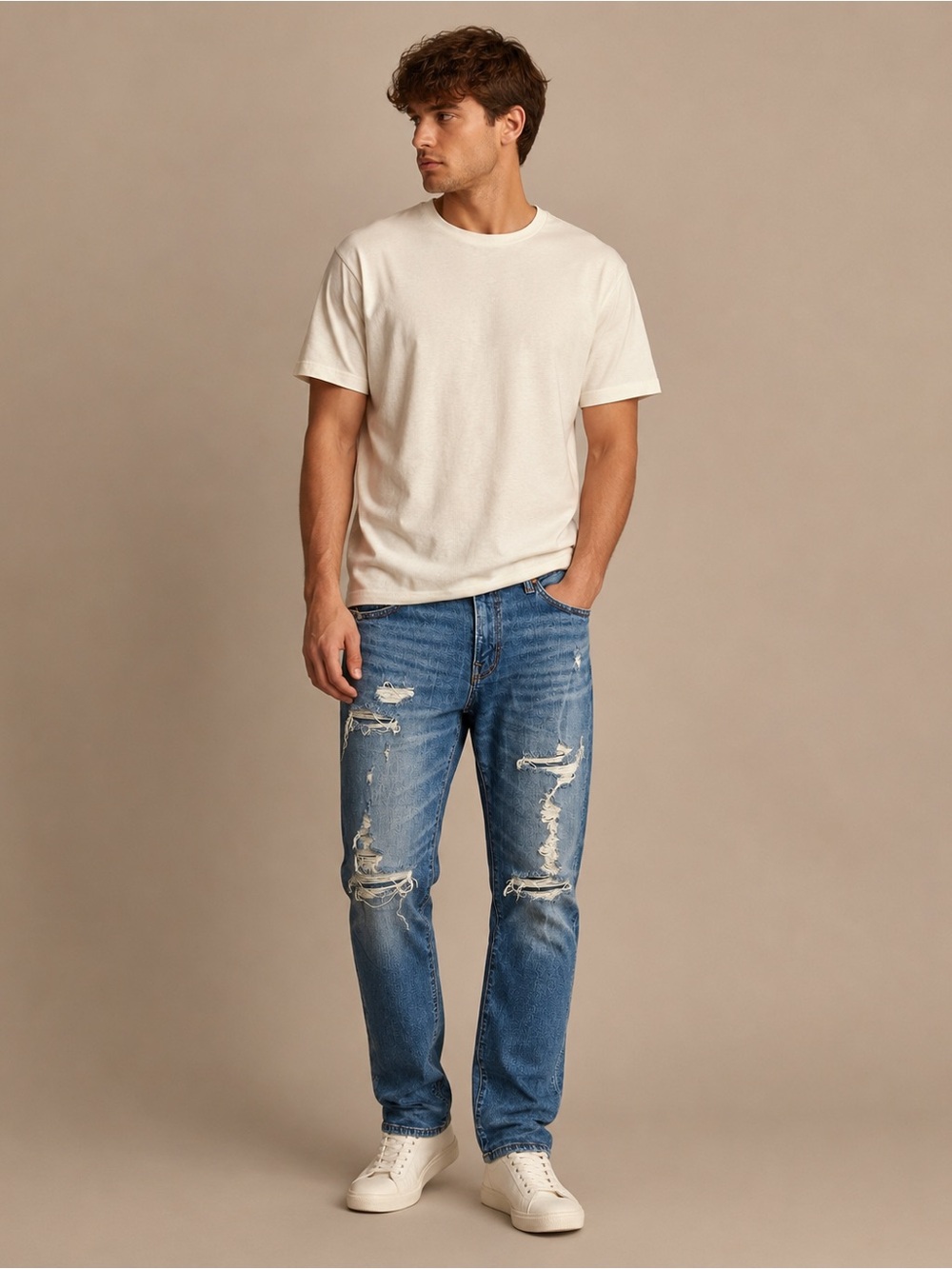 American Eagle Slim Straight Distressed Stretch Jeans Men’s 32x36 Medium Wash